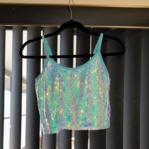 Iridescent Sequin Crop Top